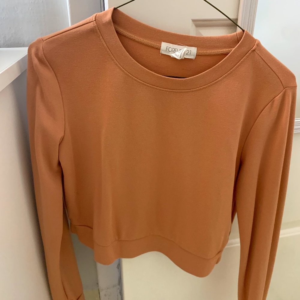 Forever 21 Peach Long-Sleeve Crop Top